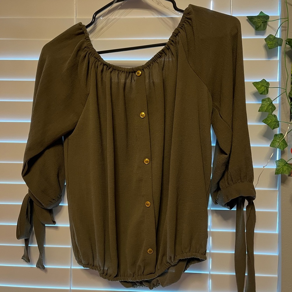 Olive Green Off Shoulder Shirt!